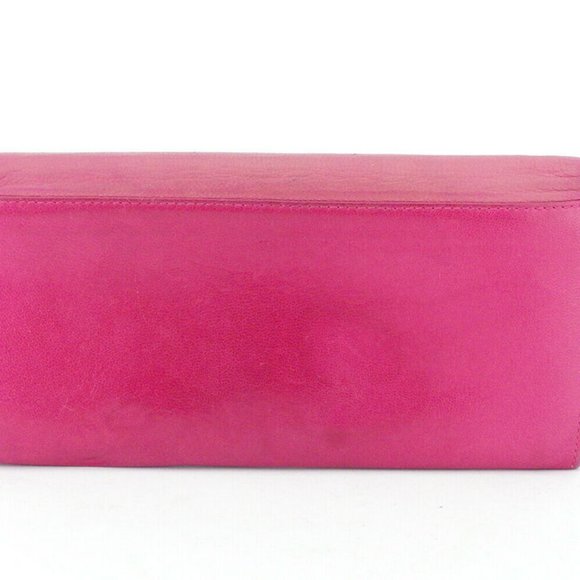Auth Saint Laurent Long Wallet YSL Logo Pink Leather - Picture 4 of 9